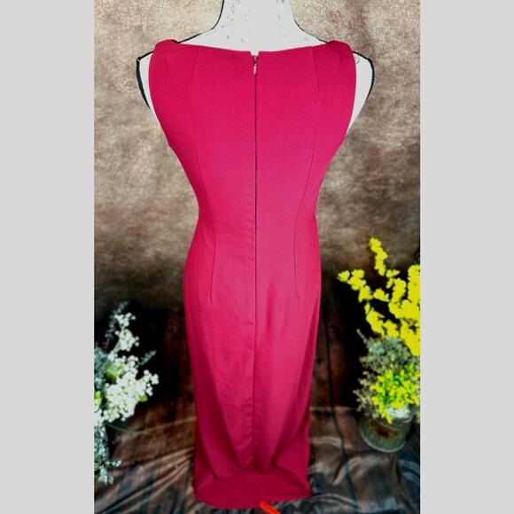 Jenny Packham V-Neck Crepe Column Gown - Burgundy - size 4 - Picture 12 of 16